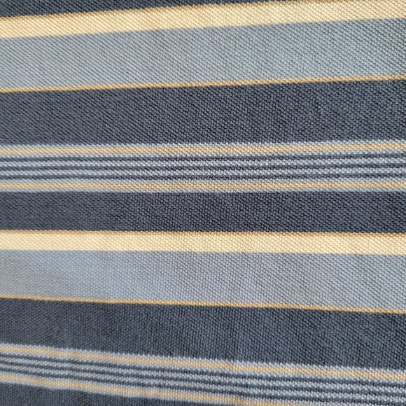 Eddie Bauer Mens Large Polo Shirt Navy Tan Striped Cotton Blend Casual Wear - Picture 3 of 3